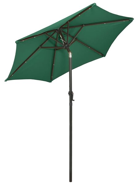 Vrtni suncobran s LED svjetlima zeleni 200 x 211 cm aluminijski - Zelena / N/A