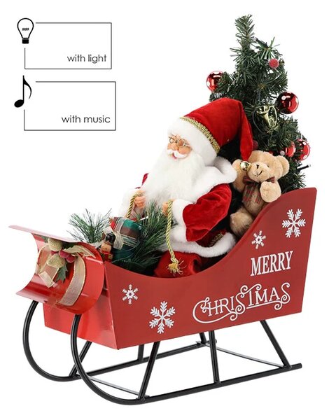 LED Djed Božićnjak u saonicama s melodijama - 60cm