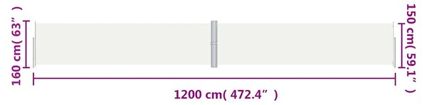 Uvlačiva bočna tenda krem 160 x 1200 cm - Krema / 160 x 1200 cm