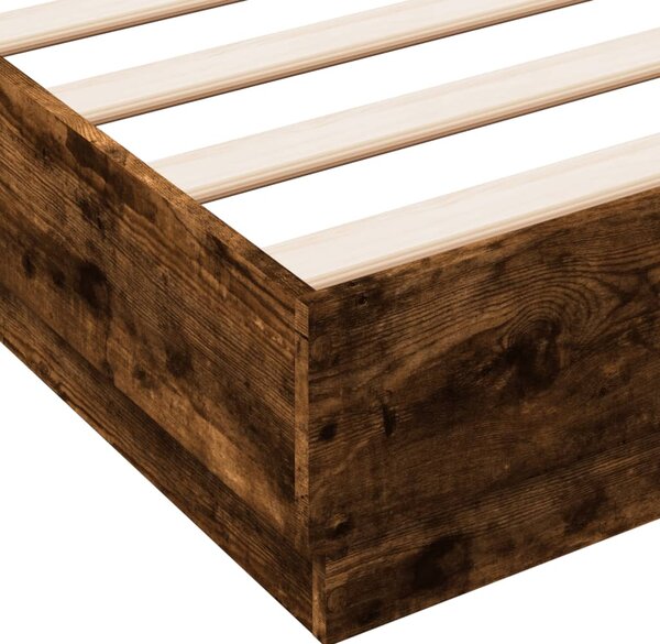 Okvir kreveta s LED svjetlima dimljena boja hrasta 120 x 190 cm - Smeđa / 120 x 190 cm