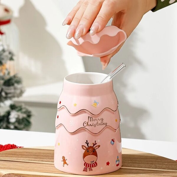 Božićna šalica 400ml - Gifty pink