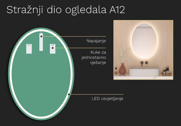 Ovalno ogledalo s LED osvjetljenjem A12