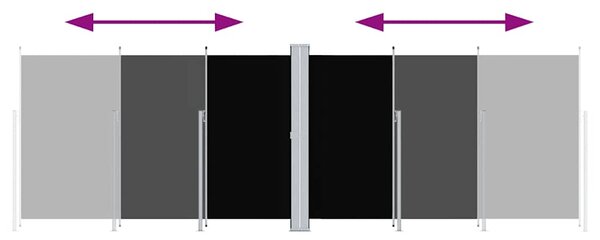Uvlačiva bočna tenda crna 200 x 600 cm - Crna / 200 x 600 cm