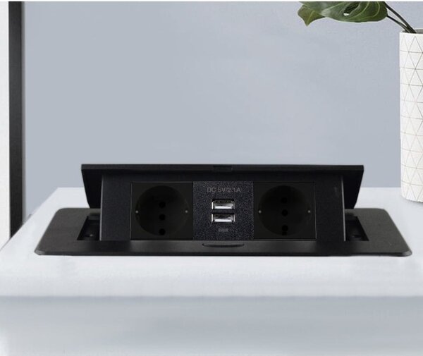 Električna ugrađena -u podjeli 2 utičnice 230V 2x USB 1,9m za ploče i tablice