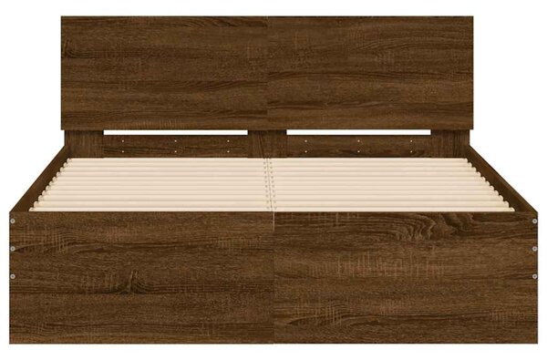 Okvir kreveta s uzglavljem LED smeđa boja hrasta 140x190 cm - Smeđa / 140 x 190 cm