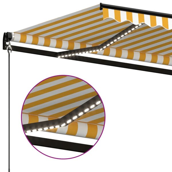 Tenda na ručno uvlačenje s LED svjetlima 600x350 cm žuto-bijela - Žuta / 600 x 350 cm