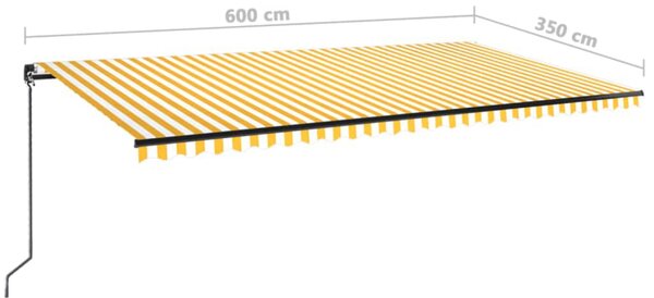 Tenda na ručno uvlačenje s LED svjetlima 600x350 cm žuto-bijela - Žuta / 600 x 350 cm
