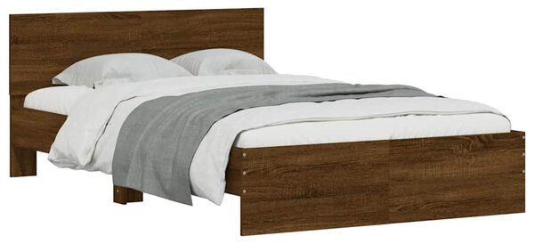 Okvir kreveta s uzglavljem LED smeđa boja hrasta 140x190 cm - Smeđa / 140 x 190 cm
