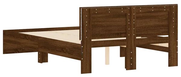 Okvir kreveta s uzglavljem LED smeđa boja hrasta 140x190 cm - Smeđa / 140 x 190 cm