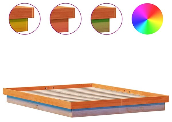 LED okvir kreveta voštano smeđi 150x200 cm od masivne borovine - Smeđa / 150 x 200 cm