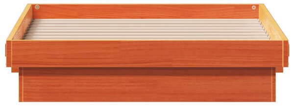 LED okvir kreveta voštano smeđi 100 x 200cm od masivne borovine - Smeđa / 100 x 200 cm