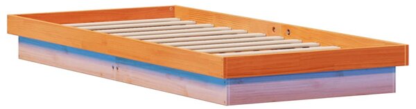 LED okvir kreveta voštano smeđi 100 x 200cm od masivne borovine - Smeđa / 100 x 200 cm