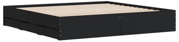 Okvir kreveta s ladicama crni 160x200 cm konstruirano drvo - Crna / 160 x 200 cm