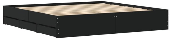 Okvir kreveta s ladicama crni 160x200 cm konstruirano drvo - Crna / 160 x 200 cm