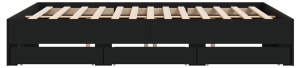 Okvir kreveta s ladicama crni 160x200 cm konstruirano drvo - Crna / 160 x 200 cm