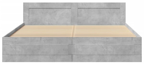 Okvir kreveta s uzglavljem siva boja betona 180 x 200 cm drveni - Siva / 180 x 200 cm