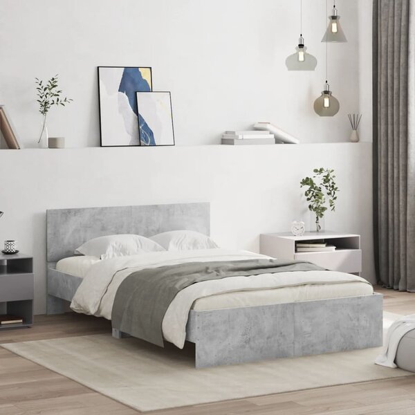 Okvir kreveta s uzglavljem boja betona 135x190 cm - Siva / 135 x 190 cm