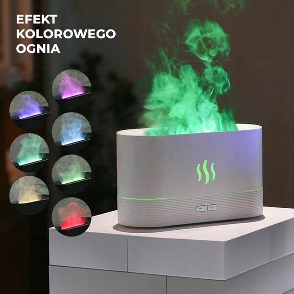 Led rgb difuzor vlažilec zraka in izparjevalnik eteričnih olj 180ml bel - aptel
