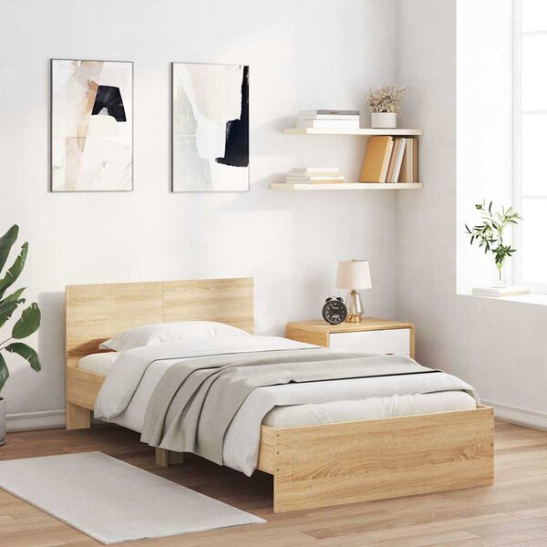 Okvir kreveta s uzglavljem LED boja hrasta sonome 100 x 200 cm - Smeđa / 100 x 200 cm