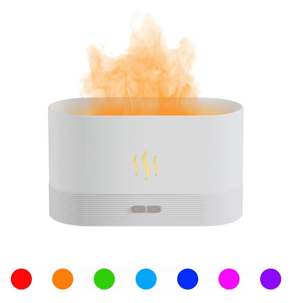 Led rgb difuzor vlažilec zraka in izparjevalnik eteričnih olj 180ml bel - aptel