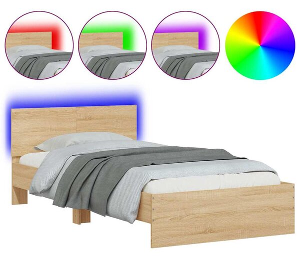 Okvir kreveta s uzglavljem LED boja hrasta sonome 100 x 200 cm - Smeđa / 100 x 200 cm