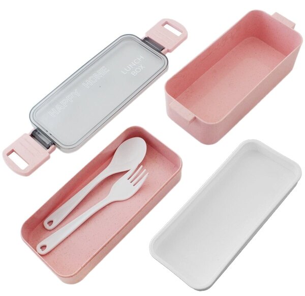 Prenosna lunch box posoda za hrano 750ml + pribor roza akcija - aptel