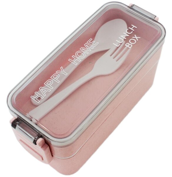 Prenosna lunch box posoda za hrano 750ml + pribor roza akcija - aptel