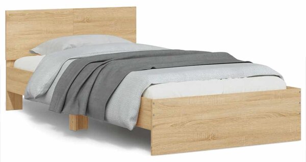 Okvir kreveta s uzglavljem LED boja hrasta sonome 100 x 200 cm - Smeđa / 100 x 200 cm