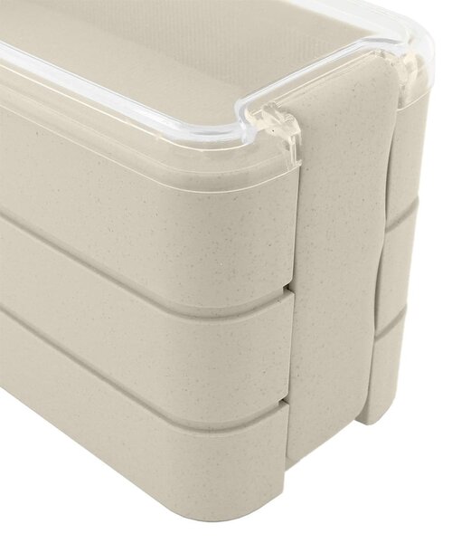 Prenosna lunch box posoda za hrano 900ml + pribor bež akcija - aptel
