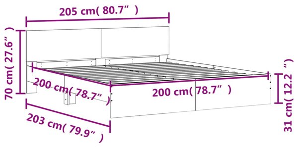 Okvir kreveta s uzglavljem crni 200 x 200 cm - Crna / 200 x 200 cm