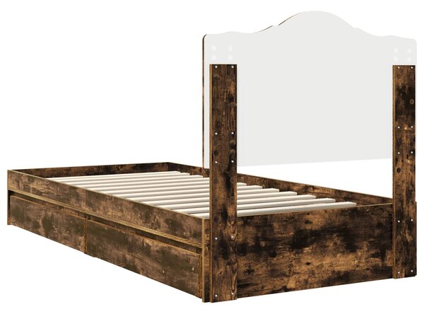 Krevet s od storage s ladicama Dimljeni hrast 70 x 190 cm - Smeđa / 70 x 190 cm