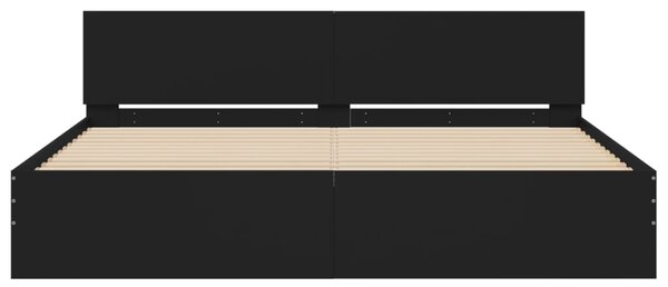 Okvir kreveta s uzglavljem crni 200 x 200 cm - Crna / 200 x 200 cm