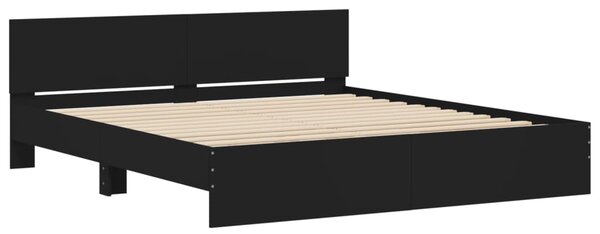 Okvir kreveta s uzglavljem crni 200 x 200 cm - Crna / 200 x 200 cm