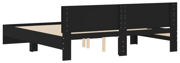 Okvir kreveta s uzglavljem crni 200 x 200 cm - Crna / 200 x 200 cm