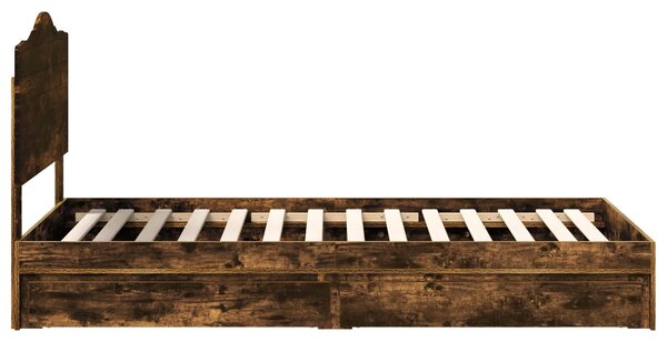 Krevet s od storage s ladicama Dimljeni hrast 70 x 190 cm - Smeđa / 70 x 190 cm
