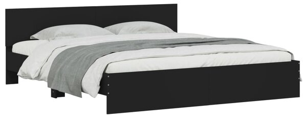 Okvir kreveta s uzglavljem crni 200 x 200 cm - Crna / 200 x 200 cm