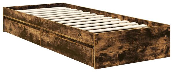 Krevet s od storage s uzglavljem Dimljeni hrast 75 x 190 cm - Smeđa / 75 x 190 cm