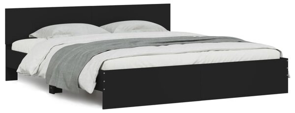 Okvir kreveta s uzglavljem crni 200 x 200 cm - Crna / 200 x 200 cm