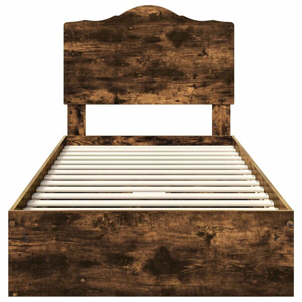 Krevet s od storage s ladicama Dimljeni hrast 70 x 190 cm - Smeđa / 70 x 190 cm