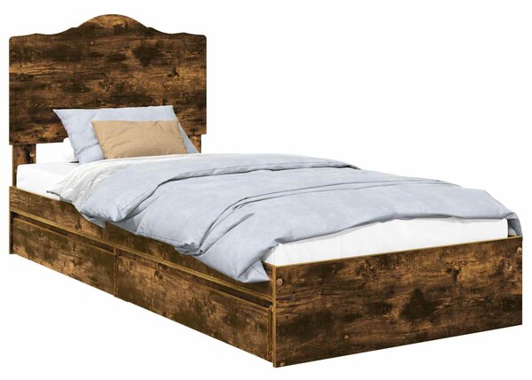 Krevet s od storage s ladicama Dimljeni hrast 70 x 190 cm - Smeđa / 70 x 190 cm