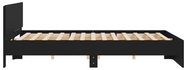 Okvir kreveta s uzglavljem crni 200 x 200 cm - Crna / 200 x 200 cm