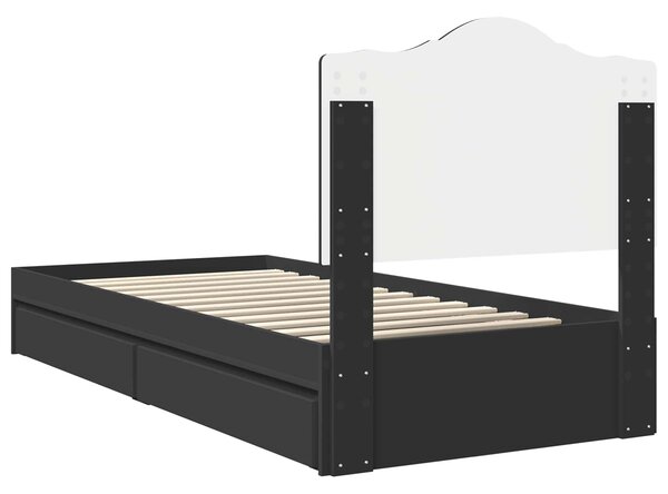 Krevet s od storage Podesiva Crna 70 x 190 cm Konstruirano drvo - Crna / 70 x 190 cm