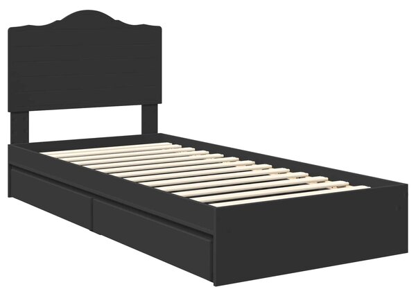 Krevet s od storage Podesiva Crna 70 x 190 cm Konstruirano drvo - Crna / 70 x 190 cm