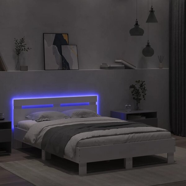 Okvir kreveta s uzglavljem i LED bijeli 120 x 200 cm - Bijela / 120 x 200 cm