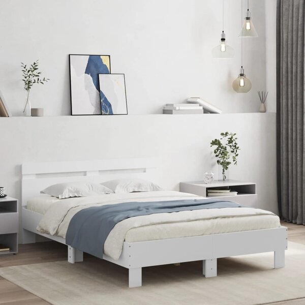 Okvir kreveta s uzglavljem i LED bijeli 120 x 200 cm - Bijela / 120 x 200 cm