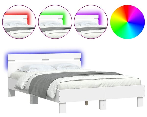 Okvir kreveta s uzglavljem i LED bijeli 120 x 200 cm - Bijela / 120 x 200 cm