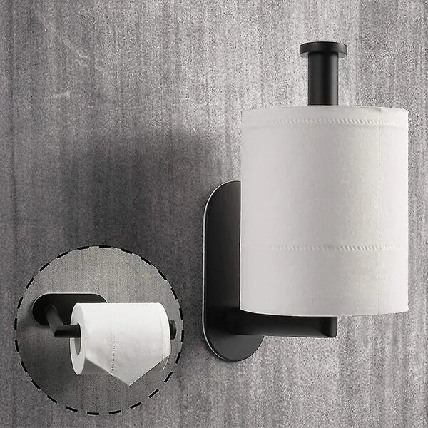Inox samo -adhezivno zadržavanje za WC papir 15cm crno