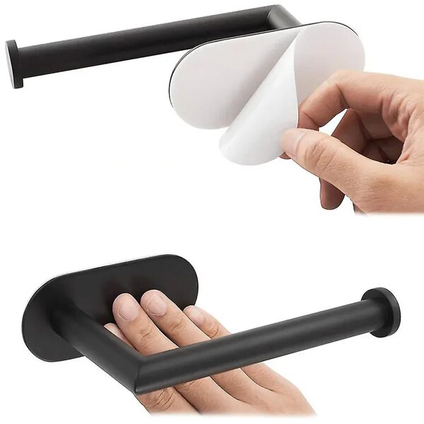 Inox samo -adhezivno zadržavanje za WC papir 15cm crno