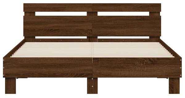 Okvir kreveta s uzglavljem LED smeđa boja hrasta 150 x 200 cm - Smeđa / 150 x 200 cm