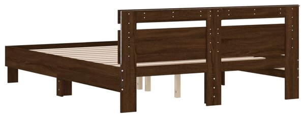 Okvir kreveta s uzglavljem LED smeđa boja hrasta 150 x 200 cm - Smeđa / 150 x 200 cm
